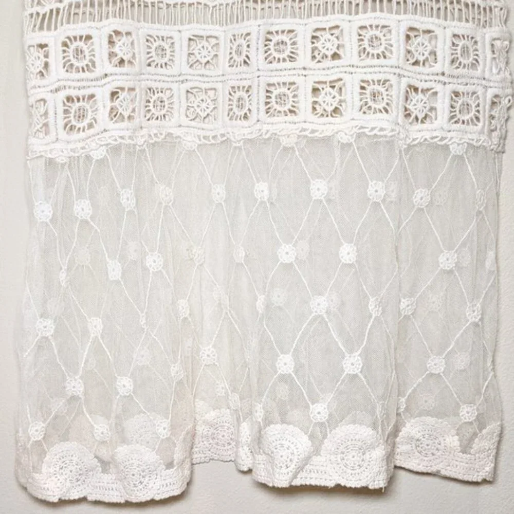 Anthropologie Sunday in Brooklyn Lace Crochet Sheer Summer Tank Top - Picture 3 of 12